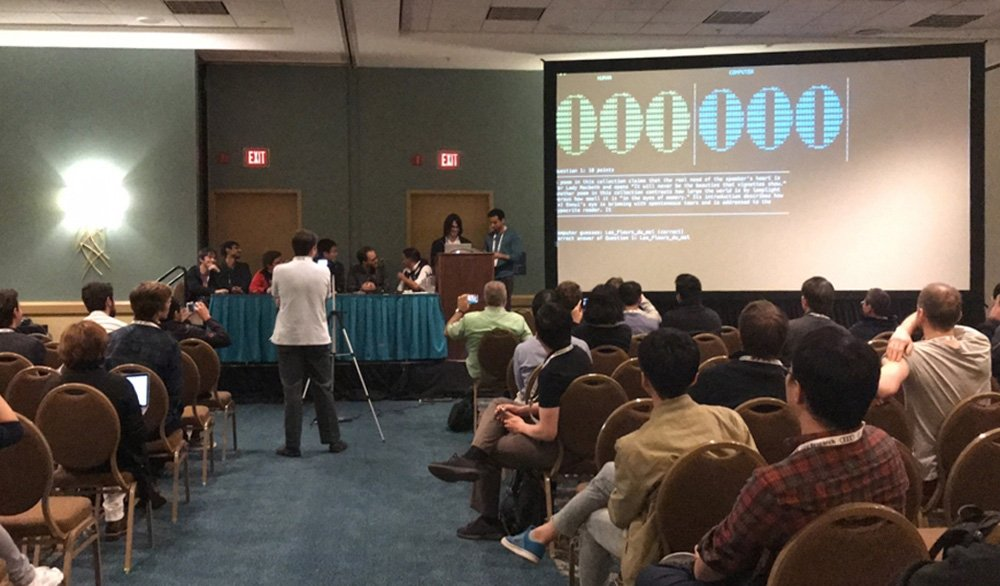 NIPS 2017でクイズ王チームとAIが対戦する会場の様子